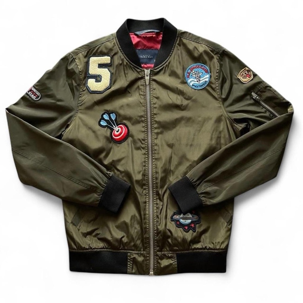 ZARA Men’s Bomber Jacket In Green Size S Maverick Style